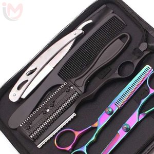 Juego de Herramientas Profesionales para Peinar el Cabello, Tijeras de Acero Inoxidable, Peine, Kit de Cortapelos, Acabado Arcoíris de Grado Profesional, Duradero - Product Image 2