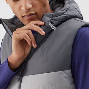 Wholesale Plain <b>Men</b> Hooded Puffer Vest Metallic Heat Reflective Lining Gilet - Product Image 3