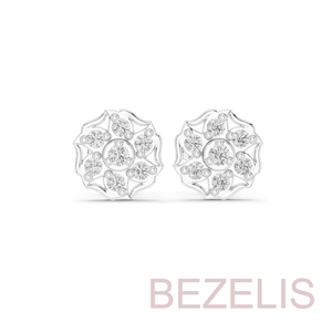 Pendientes de tuerca clásicos con diseño de flor y diamantes redondos brillantes para mujer Bezelis, regalo al por mayor para fiestas y bodas - Product Image 3