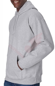 Sweat-shirt à capuche gris uni 100 % coton pour homme, coupe classique, manches longues, avec poche kangourou et impression délavée - Product Image 3