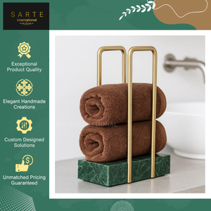 Amazing Offer on High Quality Luxury Bathroom Countertop Rack Modern Marble Base <b>Gold</b> Metal Towel Organizer <b>Shelf</b>/Stand - Product Image 3