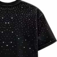 T-shirt personnalisable en jersey 100% coton, imprimé sérigraphié, avec graphique en strass, coupe oversize, logo de marque, streetwear