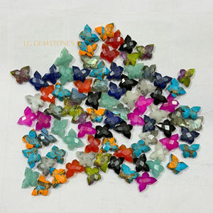 หินเทอร์ควอยซ์แกะสลักรูปผีเสื้อธรรมชาติ หินหลวมขายส่ง แกะสลักด้วยมือ รูปทรงผีเสื้อ หินกึ่งมีค่า เปลี่ยนสีได้ - Product Image 1