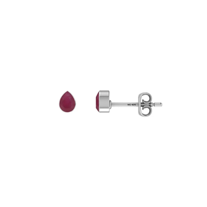 925 <b>Silver</b> Ruby Natural Pear Round Oval Shape Butterfly Lock <b>Stud</b> <b>Earrings</b> Classic Style Bezel Setting Pack of 4 Pairs - Product Image 3
