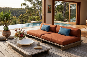 WholesaleTeak Wood Outdoor Sofa Set Modern Garden Lounge <strong>Furniture</strong> with Coffee Table and Sun Lounger <strong>for</strong> Australian Villa Patio - Product Image 3