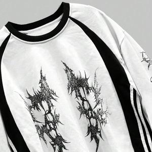 Camiseta de Manga Larga con Estampado Gráfico para Hombre, Estilo Gótico, Cuello Redondo, Informal, Urbana, de Algodón, Unisex, Holgada - Product Image 5