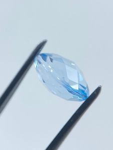 Topaze bleu ciel, double face, facettée, forme ovale damier, pierres précieuses en vrac 8x6mm 9x7mm 10x8mm, lot pour la fabrication de bijoux - Product Image 6