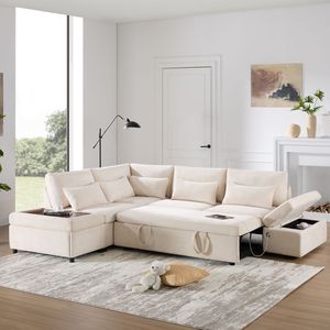 Divano letto estraibile sezionale in ciniglia Oversize da 107 ''a forma di L. - Product Image 4