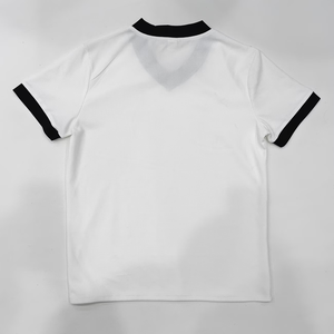 Men's White Neck Short Sleeve T-Shirt Regular Fit Contrast Trim Knitted Cotton Casual Solid Color Regular Length Breathable 180g - Product Image 5