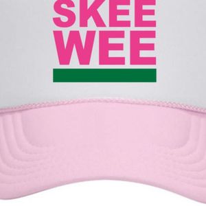 Cappellino da camionista AKA Skee <span class=keywords><strong>Wee</strong></span> rosa e bianco in rete, berretto da baseball regolabile con chiusura snapback, per confraternite greche, casual, da esterno, per donna - Product Image 3