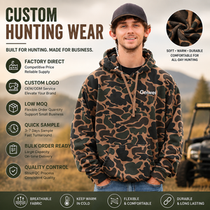 New Style Wholesale Custom Windproof Duck Camo Heavyweight Polyester Cotton Blend <strong>Long</strong> Sleeve Fleece Sweatshirt Hunting <strong>Hoodie</strong> - Product Image 1