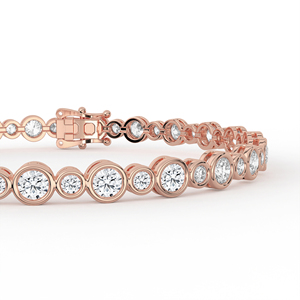 Bracelet classique en diamants ronds brillants, sertissage clos en or 14K 18K, design vague graduée, bijoux fins, cadeau de mariage pour femme - Product Image 4
