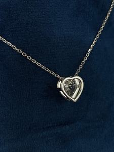 Collar con Colgante de Diamante Solitario en Forma de Corazón, Chapado en Rodio sobre Oro Blanco de 9K, Cadena de Eslabones, Moderno y de Alta Calidad, para Aniversario de Bodas - Product Image 4