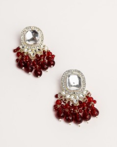 Pendientes de lujo con cuentas color púrpura pastel, hechos a mano, de aleación de zinc chapada en oro, para boda, joyería tradicional Lucentarts para mujer - Product Image 3