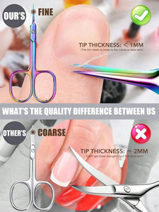 กรรไกรตัดหนังกำพร้า สแตนเลสสตีล ใบมีดโค้งละเอียด ที่ตัดหนังกำพร้า ตกแต่งคิ้ว ขนตา ผิวแห้ง อุปกรณ์ทำเล็บ - Product Image 2