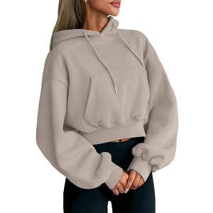 Sudadera con Capucha Corta para Mujer, 100% Algodón Grueso, con Logotipo Personalizado en la Parte Delantera, para Moda Urbana de Invierno - Product Image 1