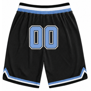 Shorts de basket-ball en maille sublimée noir et bleu clair pour hommes, en polyester, pour l'entraînement et les matchs, uniforme de performance pour équipe - Product Image 2