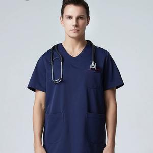 Conjunto de Uniforme Médico Azul Marino Unisex con Logotipo Personalizado, Uniforme Profesional con Cuello en V para Doctores, Personal de Enfermería, Clínicas de Salud - Product Image 3