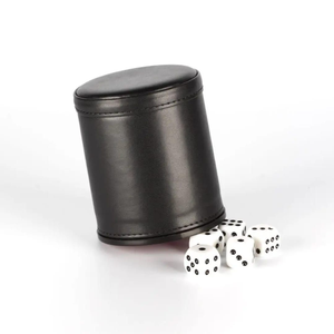 Leather <b>Dice</b> Cup with 7 White <b>Dice</b> Set for Storage and Gaming Use - Product Image 3