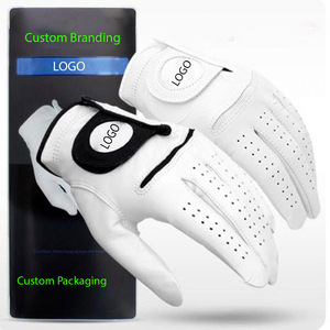 Gants de golf avec emballage personnalisé, paume en cuir Cabretta, doux, pour hommes, couleur noire, OEM, divers matériaux, tailles variées, résistants à la pluie et aux intempéries - Product Image 5
