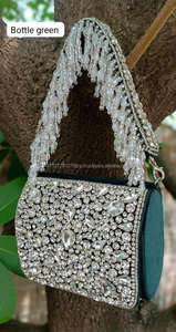 Nueva llegada impresionante hecho a mano en relieve pesado perla y piedra trabajo multicolor nupcial noche monederos mujeres pesado monedero Sling Bag - Product Image 5