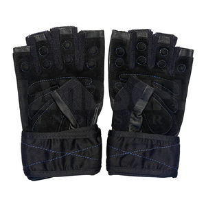 Gants de musculation professionnels bleus et noirs avec bandes de maintien robustes pour les poignets |   Poignée antidérapante de qualité supérieure pour un équipement de musculation ultime - Product Image 2
