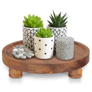 Wooden Display Riser Plant Stand for Kitchen Countertop <b>Rustic</b> Wood Pedestal <b>Shelf</b> for Plants Bathroom Vanity Organizer Farm - Product Image 5
