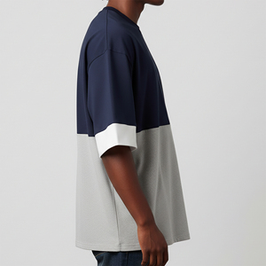 Camisetas Extra Grandes Modernas para Hombre, con Logotipo Impreso en DTF Personalizado, Cuello Redondo, Manga Corta, 2 Tonos, Ecológicas, de Secado Rápido, Estilo Hip Hop - Product Image 3