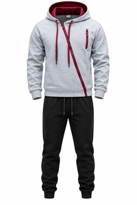 Ensemble de survêtement pour homme grande taille, sweat à capuche zippé et pantalon de jogging, tenue de sport 2 pièces, vêtements décontractés pour le printemps - Product Image 3