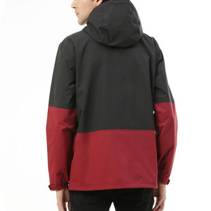 Men's Hooded <b>Waterproof</b> <b>Jacket</b> Color Blocking <b>Red</b> Black Sporty Winter Outerwear Zipper Closure Regular Fit Polyester Shell - Product Image 2