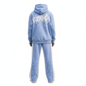 Survêtement streetwear pour hommes, coupe oversize, délavé à l'acide, brodé et imprimé, avec cordon de serrage, personnalisable OEM, vente en gros - Product Image 6