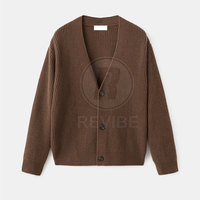 Suéter Cárdigan de Hombre de Alta Densidad, 100% Algodón, Tejido Transpirable, Cálido para Invierno, Personalizable, de Alta Calidad, Manga Larga, Color Sólido