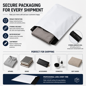 Sacs d'expédition en polyéthylène blanc personnalisés, enveloppes d'expédition imperméables, sacs de messagerie autocollants, sacs d'expédition en polyéthylène blanc de qualité supérieure - Product Image 6