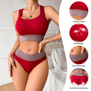 Hot Sale <b>Bra</b> & Brief Sets Women Breathable Ribbed Yoga Seamless Underwear Set Ladies Women's <b>Sports</b> <b>Bra</b> and Panties Sets - Product Image 2