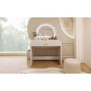 39-Inch White <b>Dressing</b> <b>Table</b> with Touch Screen Lighted <b>Mirror</b> 39 Makeup Vanity with Drawer for Bedroom - Product Image 3