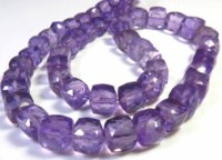 Perles d'améthyste rose naturelle de haute qualité, forme carrée, 16 pouces, perles cubiques à facettes avec trou central, 6-8 mm, pour bijoux fantaisie en améthyste
