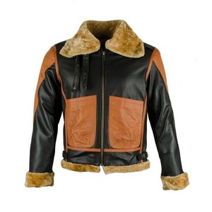 Chaqueta de Cuero Choco Aviator con Cuello de Piel - Product Image 1