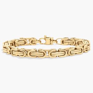 Pulsera de Cadena Bizantina de 8 Pulgadas para Hombre en Oro Amarillo - Product Image 1