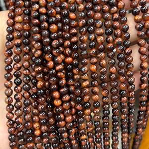 Cuentas de piedra de ojo de tigre rojo, cuentas redondas naturales de piedras preciosas, hebra de cuentas regulares para hacer joyas, manualidades DIY - Product Image 3