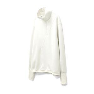 Oversized Women's Solid Color Half Zip Sweatshirt <b>Drop</b> Shoulder Knitted Cotton <b>Stand</b> Collar Breathable Autumn Wear - Product Image 3