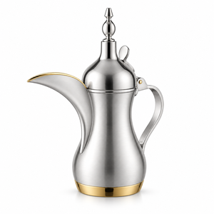 Style Metal Dallah <b>Tea</b> Pot With Gold Accents - Product Image 3