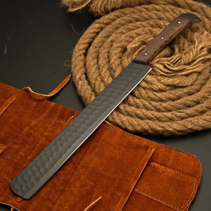 SAZ ENTERPRISES Couteau et fourchette en acier inoxydable faits à la main, finition thermolaquée, manches en bois, ambidextres, avec étui en cuir de qualité supérieure - Product Image 2