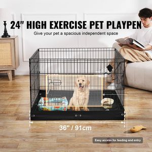 Recinto per Cani a 4 Pannelli in Metallo, Box per Esercizio Animali Domestici 24 X 36 Pollici, Recinzione Pieghevole per Interni ed Esterni con Porta - Product Image 2