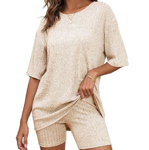 2024 nouvelles femmes décontracté été tricot coupe régulière taille haute pêche Yoga Fitness Shorts - Product Image 2