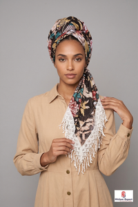 Pañuelo Cuadrado de Seda Estampado Personalizado de Lujo con Borlas, Tela Ligera, Pañuelo de Moda para Mujer, Suministro de Fabricante OEM - Product Image 3