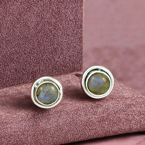 Labradorite naturelle pierre précieuse 925 argent Sterling usage quotidien boucles d'oreilles bijoux bohème prix de gros usine fournisseur en vrac - Product Image 2