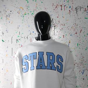 Sudadera STARS ASH GREY con cuello alto, 100% azul, con apliques bordados, cuello ancho, hilos finos - Product Image 4