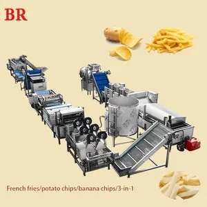 Linea di produzione di patatine fritte completamente automatica 1000 kg/h linea di produzione di patatine fritte
