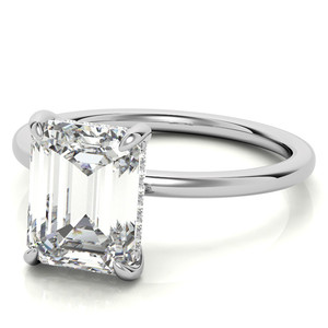 Anillo de compromiso, boda o aniversario para mujer, de oro macizo de 18 quilates, con diamante de laboratorio de corte elegante y moderno, esmeralda pequeña/radiante. - Product Image 4