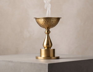 Iron Pedestal <b>Incense</b> <b>Burner</b> Gold Metal Hammered Chalice Censer <b>Cone</b> Ash Catcher Holder Wholesale - Product Image 5